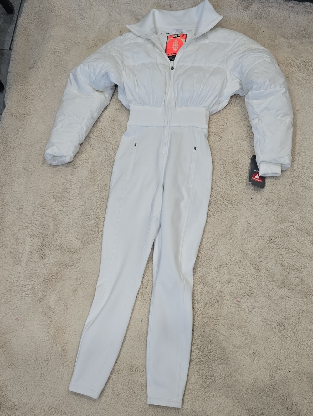 White One-Piece Puffer Ski Jumpsuit